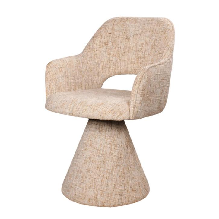 Eetkamerstoel met armleuning | Stof | Taupe & Beige | DS4U, Huis en Inrichting, Stoelen, Nieuw, Ophalen of Verzenden