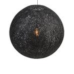 Landelijke hanglamp zwart 80 cm - Corda, Nieuw, Overige materialen, Landelijk, 75 cm of meer