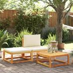 vidaXL 3-delige tuinbankset met kussens acaciahout & touw, Verzenden, Nieuw, Hardhout