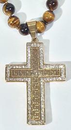 Ojo de Tigre Dorado AAAA++ - Cruz con Circonios - Sluiting, Antiek en Kunst, Antiek | Boeken en Bijbels