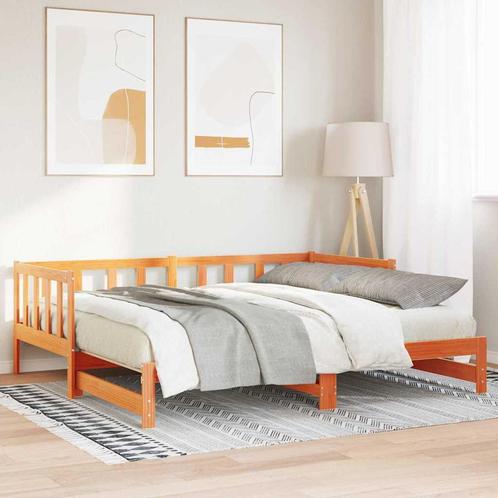 vidaXL Slaapbank uittrekbaar zonder matras wasbruin, Huis en Inrichting, Slaapkamer | Bedden, 190 cm of minder, Nieuw, 90 cm, Eenpersoons