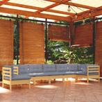 vidaXL 8-delige Loungeset met grijze kussens massief, Tuin en Terras, Tuinsets en Loungesets, Verzenden, Nieuw, 8 zitplaatsen
