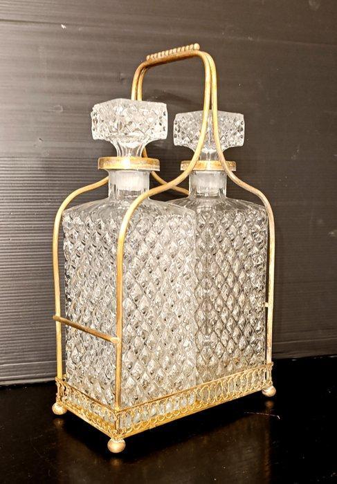 stile art déco, 32 cm 2,4 kg - Fles (2) - Kristal, Messing, Antiek en Kunst, Curiosa en Brocante