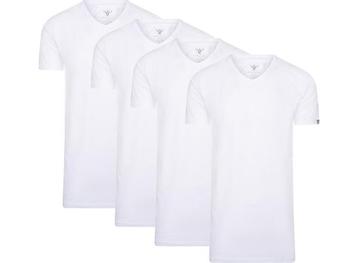 4-pack Cappuccino Wit T-Shirt V-hals - Extra Lange beschikbaar voor biedingen