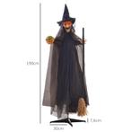 Halloween Decoratie Heks Met Bezem, Gloeiende Ogen, Griezeli, Verzenden, Nieuw