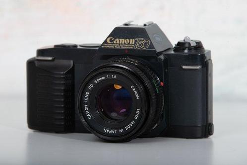 Canon T50 + Canon FD 1,8/50mm Single lens reflex camera, Audio, Tv en Foto, Fotocamera's Analoog