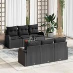 vidaXL Tuin Sofa Set 7 pcs Zwart Poly riet, Verzenden, Nieuw, Rotan