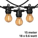 Lybardo lichtsnoer buiten 15 meter incl. 18 amber LED pumpki, Tuin en Terras, Verzenden, Minder dan 50 watt, Wandlamp, Nieuw