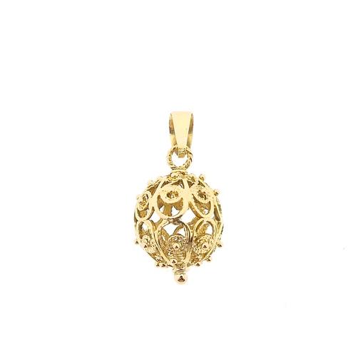 Vintage bicolor bolle gouden hanger (vintage hanger), Sieraden, Tassen en Uiterlijk, Bedels, Gebruikt, Overige merken, Goud, Ophalen of Verzenden