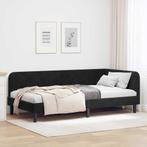 vidaXL Hoekbedframe met hoofdeinde Zwart 90 x 200 cm Fluweel, Verzenden, Nieuw, Zwart, Stof