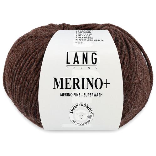 Lang Yarns Merino Plus - 368 donkerbruin mix - Merinowol G, Hobby en Vrije tijd, Breien en Haken, Ophalen of Verzenden