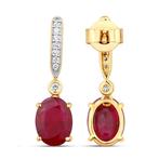 Oorbellen - 14 karaat Geel goud - 3.10ct. tw. Robijn -, Sieraden, Tassen en Uiterlijk, Oorbellen, Nieuw