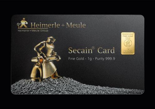 1 gram goudbaar - Heimerle Meule Secain card, Postzegels en Munten, Edelmetalen en Baren, Goud, Verzenden