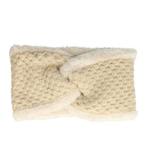 Haarband Twist Fake Fur Gebreid Beige, Nieuw