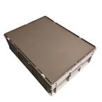 80x60x23 Kunststof bak met deksel, grijs, PP, vlakke, Gebruikt, 60 cm of meer, Minder dan 35 cm, Bak of Kist