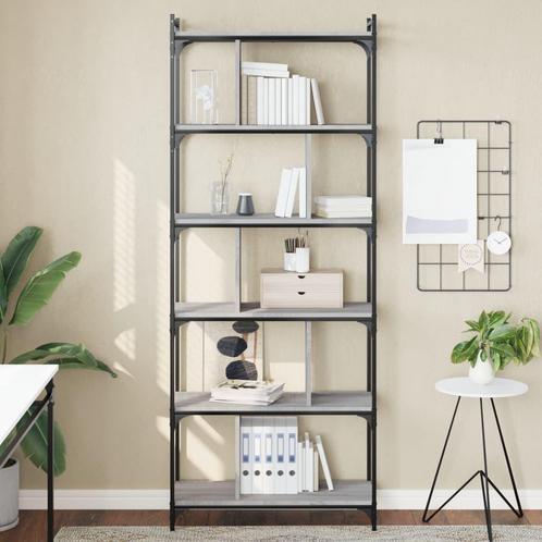 vidaXL Boekenkast 6-laags 76x32x192 cm bewerkt hout grijs, Huis en Inrichting, Kasten | Boekenkasten, Nieuw, Overige houtsoorten