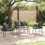 vidaXL Tuin Eetset 3 pcs Zwart en Anthraciet Poly riet en, Tuin en Terras, Verzenden, Nieuw, Rotan