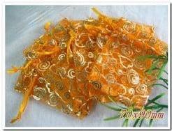 Cadeauzakje giftbag Organza Oranje Goud 7x9 cm, Huis en Inrichting, Woonaccessoires | Kunstplanten en Kunstbloemen, Nieuw, Ophalen of Verzenden