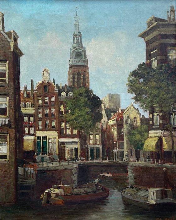 Dutch School (XX) - Montelbaanstoren in Amsterdam, Antiek en Kunst, Kunst | Schilderijen | Klassiek