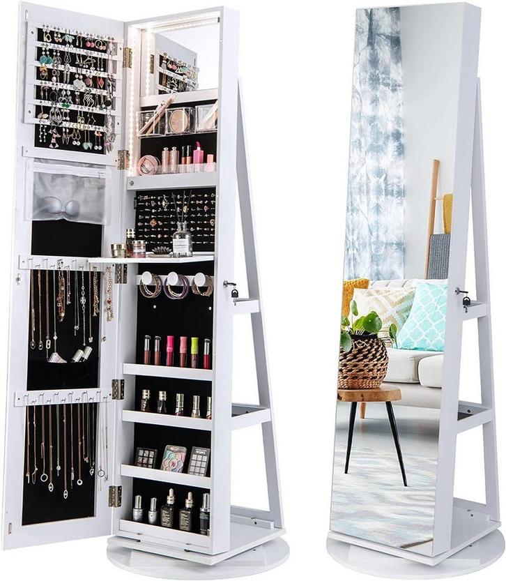 2dekans | Juwelenkast met spiegel, vrijstaande roterende, Huis en Inrichting, Woonaccessoires | Spiegels, Zo goed als nieuw, Ophalen of Verzenden