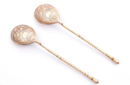 Lepel (2) - .875 (84 Zolotniki) zilver, Antiek en Kunst, Antiek | Goud en Zilver