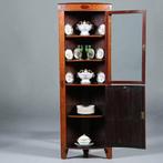 Kwart ronde of bow front hoekkast Engeland ca 1790 fraai ing, Ophalen of Verzenden
