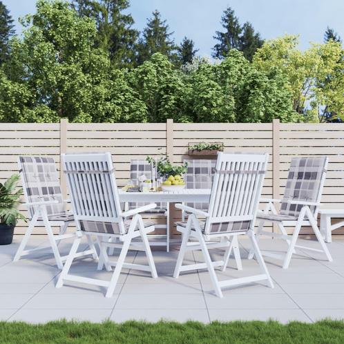 vidaXL Tuinstoelkussens 6 st 120x50x3 cm stof ruitpatroon, Huis en Inrichting, Woonaccessoires | Kussens, Nieuw, Verzenden