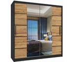 Kledingkast zwart eiken 158 cm breed met spiegel en 2 lad..., Huis en Inrichting, Kasten | Kledingkasten, Met lade(s), 150 tot 200 cm