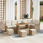vidaXL 10-delige Tuinbankenset met kussens poly rattan, Verzenden, Nieuw, Rotan