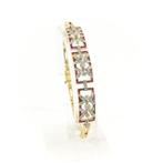 Gouden schakelarmband met robijn en diamanten; 0,89 ct., Sieraden, Tassen en Uiterlijk, Armbanden, Gebruikt, Overige kleuren, Ophalen of Verzenden