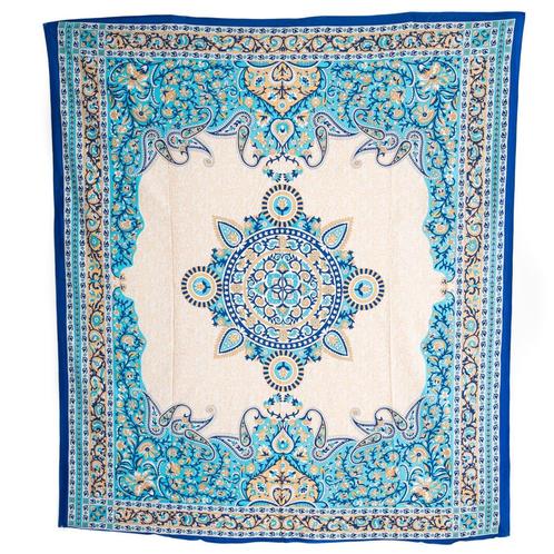 Authentiek Wandkleed Katoen Blauw Bloemen Mandala (240 x 210, Huis en Inrichting, Woonaccessoires | Wanddecoraties, Nieuw, Verzenden