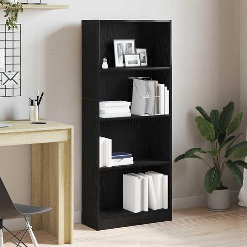 vidaXL Boekenkast Zwart eiken 60 x 24 x 143 cm Bewerkt hout, Huis en Inrichting, Kasten | Boekenkasten, Nieuw, Minder dan 50 cm
