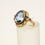 Verguld, Art Deco - Ring - Blauwe Spinel (Getest!)