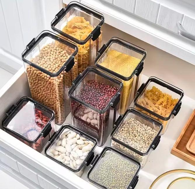 Stapelbare voorraadpotten set 460–1800 ml – luchtdicht, Huis en Inrichting, Keuken | Keukenelementen, Nieuw, Verzenden