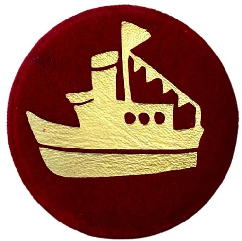 Baretspeld / button met de stoomboot rood, Diversen, Sinterklaas, Nieuw, Ophalen of Verzenden