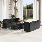 vidaXL 11-delige tuinbankset met kussens Zwart poly rattan, Verzenden, Nieuw, Rotan
