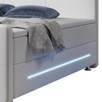 Boxspringbed Oakland - 140 x 200 cm - Wit - LED Verlichting, Verzenden, Nieuw