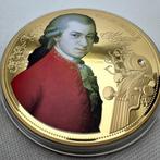 Oostenrijk. Wolfgang Amadeus Mozart, cu bano oro y Swarovski, Postzegels en Munten