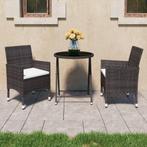 vidaXL 3-delige Bistroset poly rattan en gehard glas bruin, Verzenden, Nieuw, Rotan
