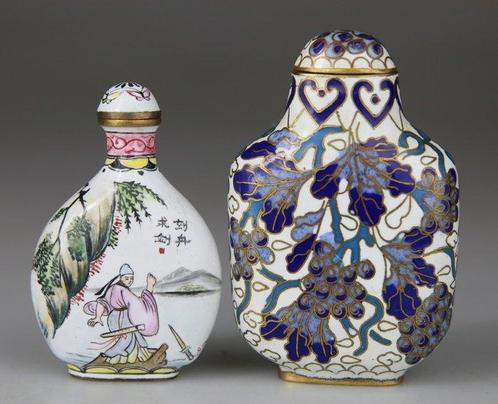 2x zeldzame tabatières, snuiffles, van brons, emaille en, Antiek en Kunst, Antiek | Overige Antiek