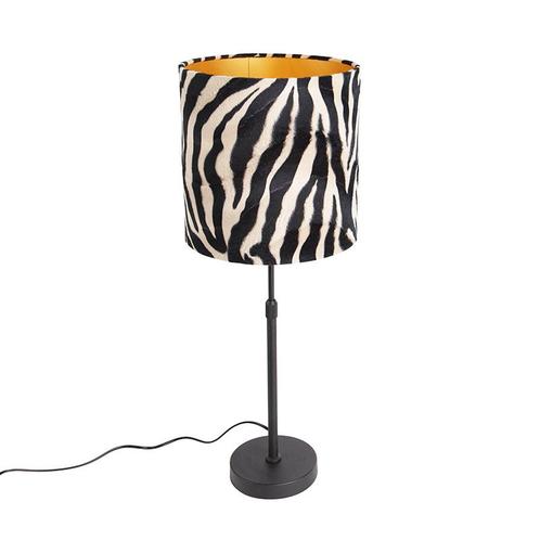 Tafellamp zwart kap zebra dessin 25 cm verstelbaar - Parte, Huis en Inrichting, Lampen | Tafellampen, Nieuw, Overige materialen