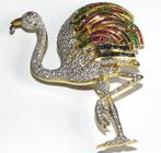 Broche - 18 karaat Geel goud Diamant (Natuurlijk) - Smaragd, Sieraden, Tassen en Uiterlijk, Antieke sieraden