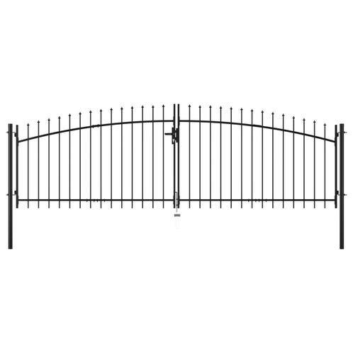 vidaXL Hekpoort dubbele deur met speren bovenkant 400x175 cm, Tuin en Terras, Tuinpoorten, Nieuw, Verzenden