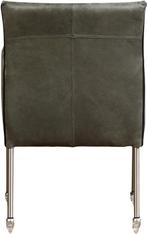 Donkergrijze leren moderne kuipstoel - poot rond rvs met wie, Huis en Inrichting, Stoelen, Overige kleuren, Nieuw, Leer, Ophalen of Verzenden