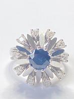 Ring - 18 karaat Witgoud Saffier - Diamant, Sieraden, Tassen en Uiterlijk, Ringen, Nieuw