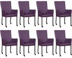 Set van 8 Paarse leren moderne eetkamerstoelen - met armleun, Huis en Inrichting, Nieuw, Leer, Ophalen of Verzenden, Modern