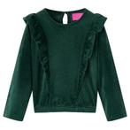 vidaXL Kinderblouse met ruches 116 donkergroen, Verzenden, Nieuw