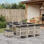 vidaXL 11-delige Tuinset met kussens poly rattan lichtgrijs, Tuin en Terras, Meer dan 8 zitplaatsen, Nieuw, Tuinset, Verzenden