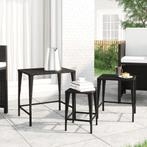 vidaXL Tuintafeltjesset 3 st poly rattan zwart, Tuin en Terras, Tuintafels, Verzenden, Nieuw