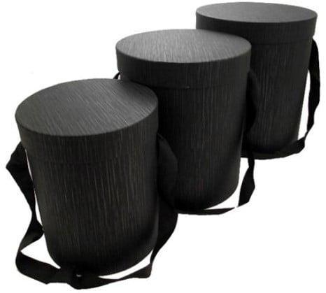 Bloemendoos set van 3 luxe rond zwart met hengsel flowerbox, Hobby en Vrije tijd, Knutselen, Nieuw, Ophalen of Verzenden